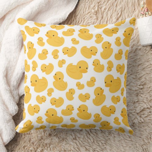 Yellow Duck All Over Print Throw Pillow
