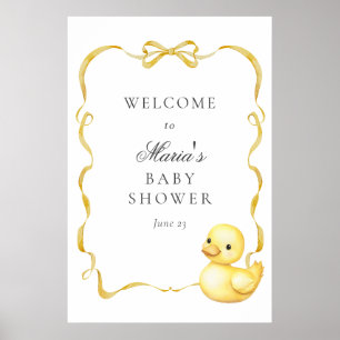 Yellow Duck and Ribbons Baby Shower Welcome Sign