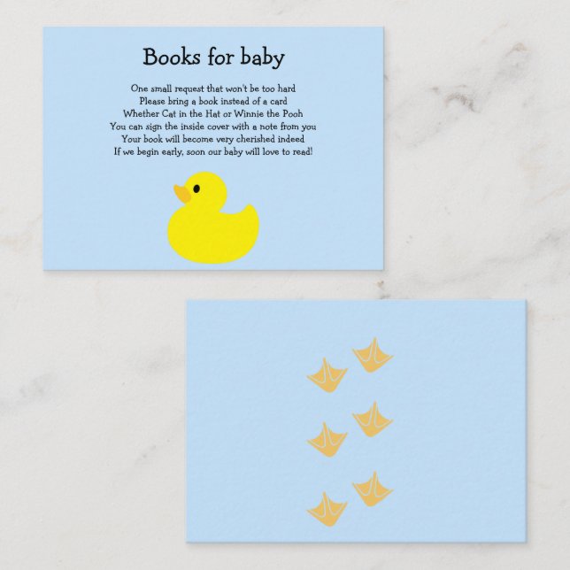 Yellow Duck Baby Book Enclosure Card (Front/Back)
