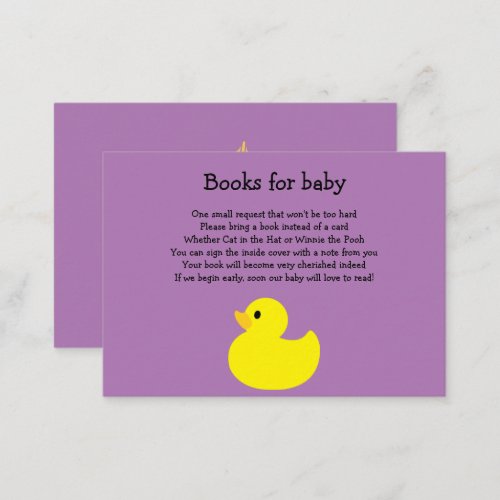 Yellow Duck Baby Book Enclosure Card
