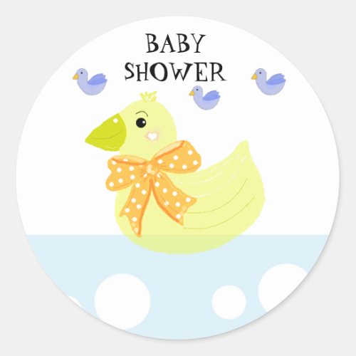 Yellow Duck Baby Shower Classic Round Sticker