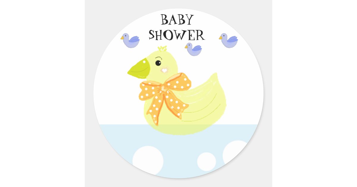 Yellow Duck Baby Shower Classic Round Sticker | Zazzle