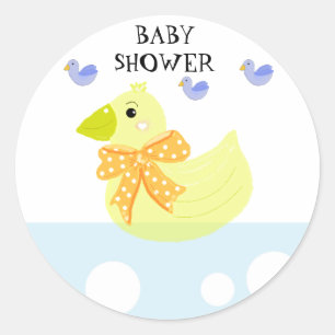 Yellow Duck Baby Shower Classic Round Sticker
