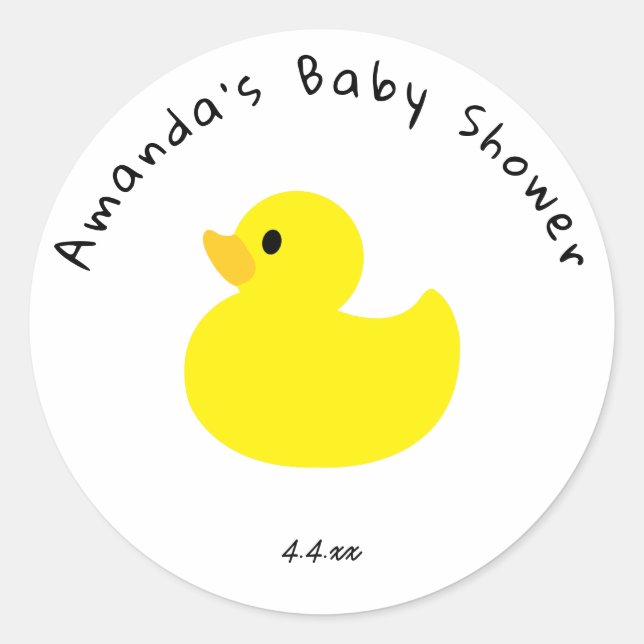 Yellow Duck - Baby Shower Classic Round Sticker (Front)