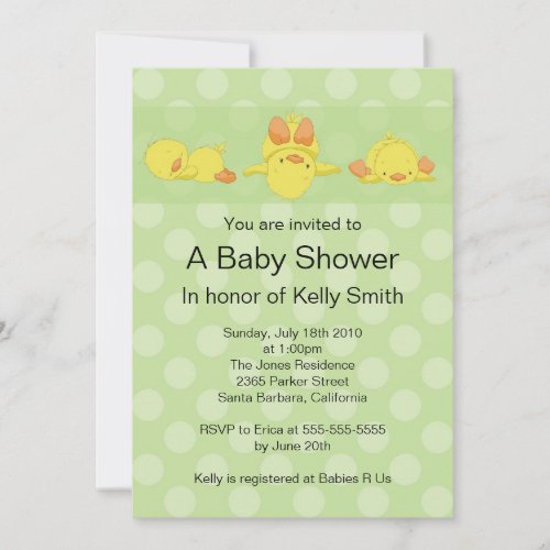 Yellow Duck Baby Shower Invitation