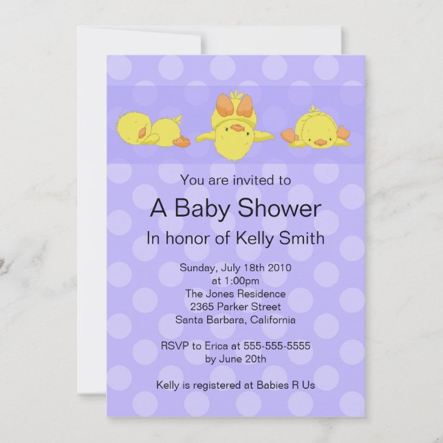 Yellow Duck Baby Shower Invitation (Front)