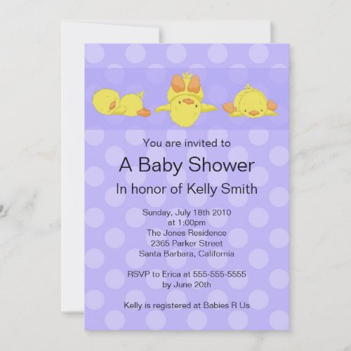 Yellow Duck Baby Shower Invitation