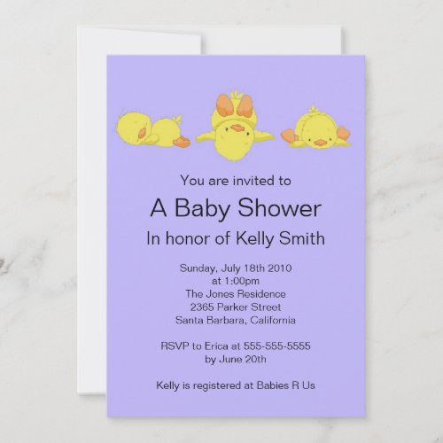 Yellow Duck Baby Shower Invitation