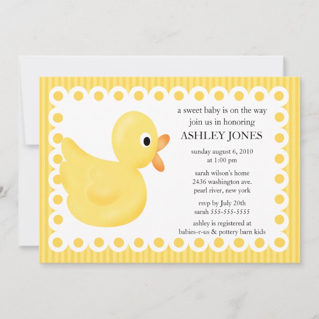 Yellow Duck Baby Shower Invitation (Front)