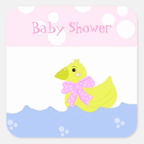 Yellow Duck Baby Shower Square Sticker