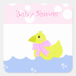 Yellow Duck Baby Shower Square Sticker