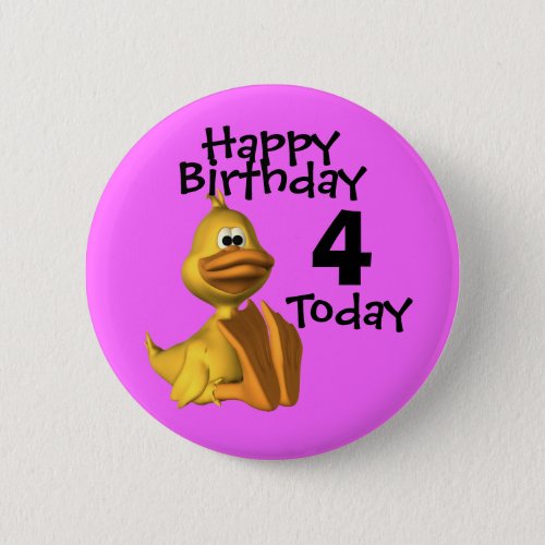 Yellow Duck Birthday 4 Button