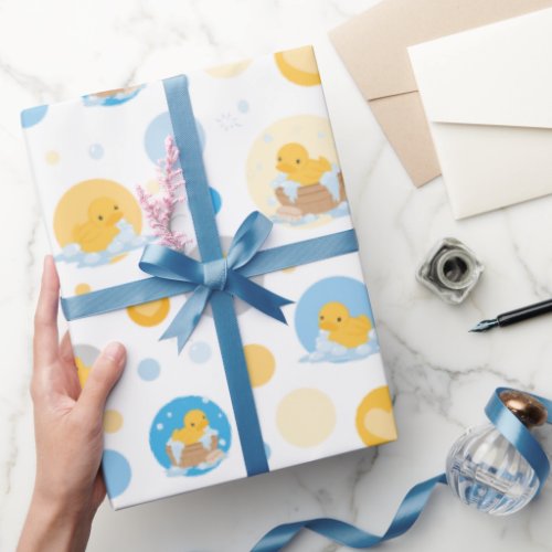 Yellow Duck Bubble Bath Gift Wrapping Paper