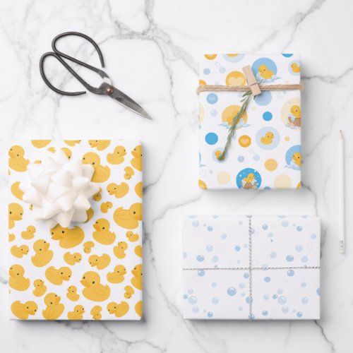 Yellow Duck Bubble Bath Gift Wrapping Paper Set