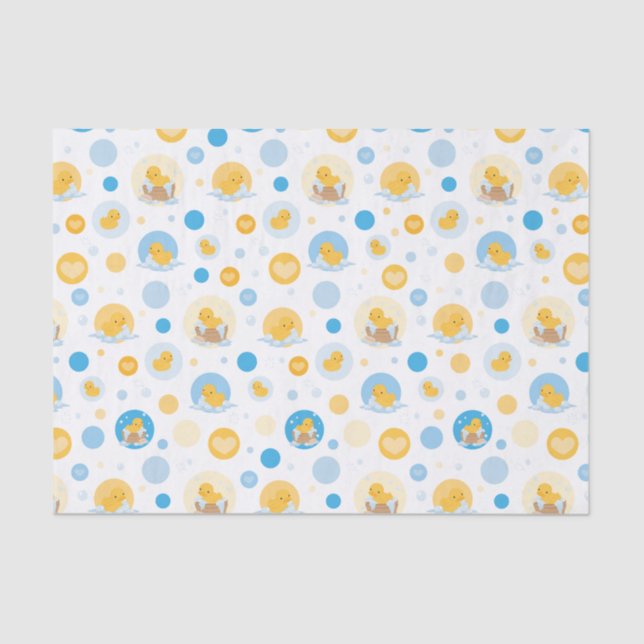 Yellow Duck Bubble Bath Pattern Gift Tissue Paper (Front)