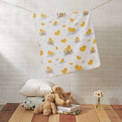 Yellow Duck Bubble Bath Patterned Baby Blanket