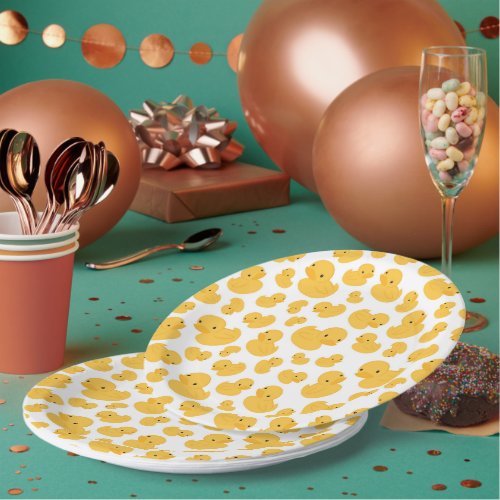 Yellow Duck Bubble Bath Patterned Paper Plate