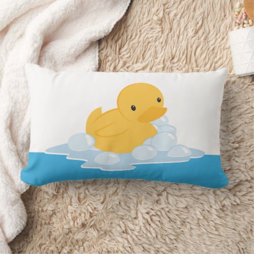 Yellow Duck Bubble Bath Print Throw Pillow