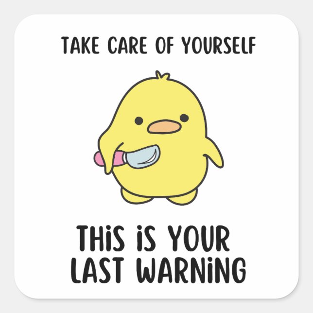  Yellow Duck Caption Funny Quote Sayings Square Sticker (Front)