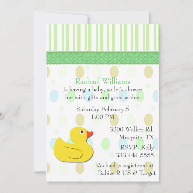 Yellow Duck Colorful Baby Shower Invitation (Front)