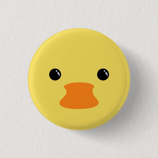 Yellow Duck Cute Animal Face Design Button (Front)