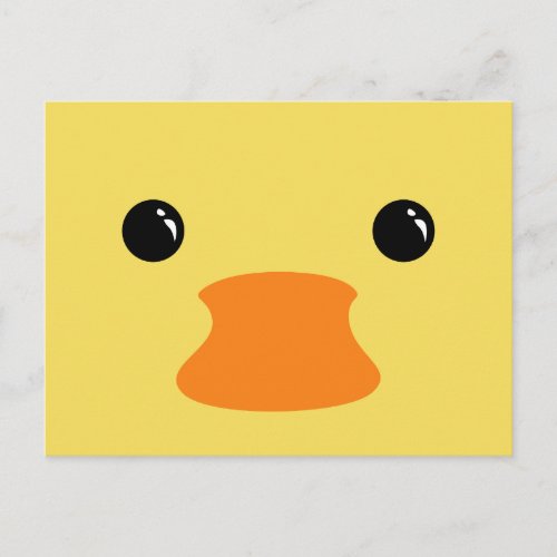 Yellow Duck Cute Animal Face Design Postcard