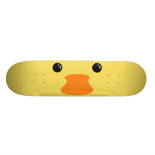 Yellow Duck Cute Animal Face Design Skateboard