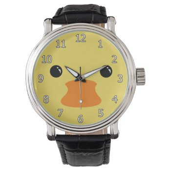 Yellow Duck Cute Animal Face Design Watch by UFPixel at Zazzle