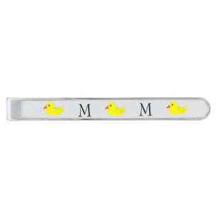 Yellow Duck Design Monogrammed Silver Finish Tie Bar