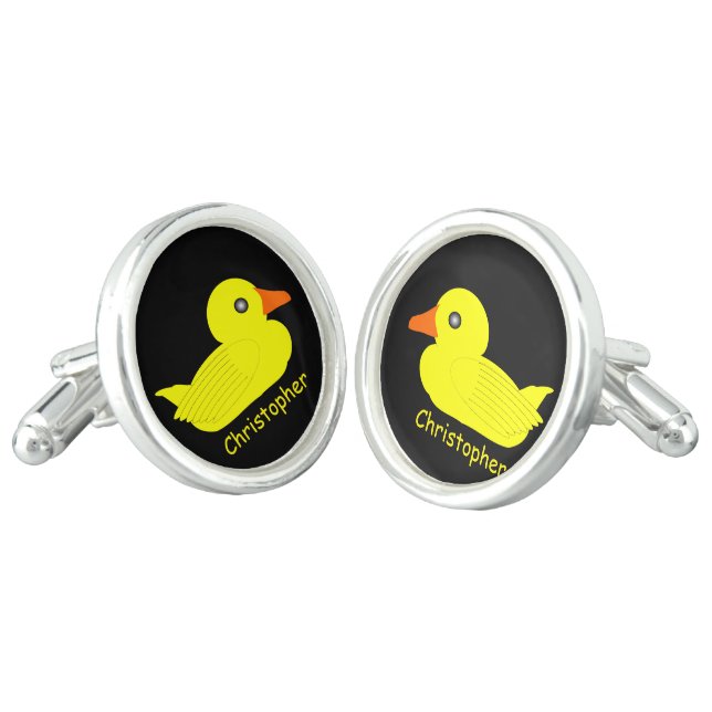Yellow Duck Design Personalised Cufflinks (Angled)