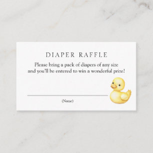 Yellow Duck Diaper Raffle Baby Shower Enclosure Card