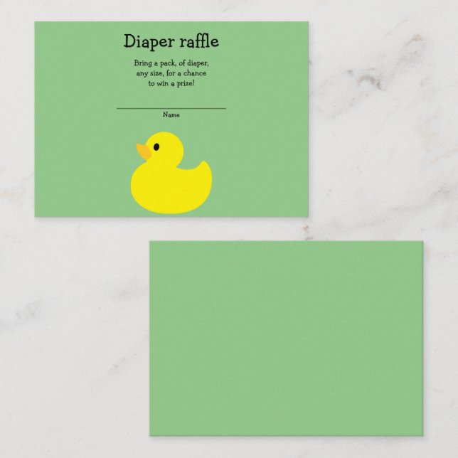 Yellow Duck Diaper Raffle Enclosure Card (Front/Back)