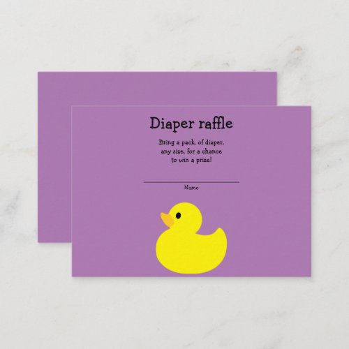 Yellow Duck Diaper Raffle Enclosure Card