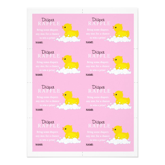 Yellow Duck Diaper Raffle Personalized Invitations