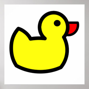 Yellow Duck Drawing Poster