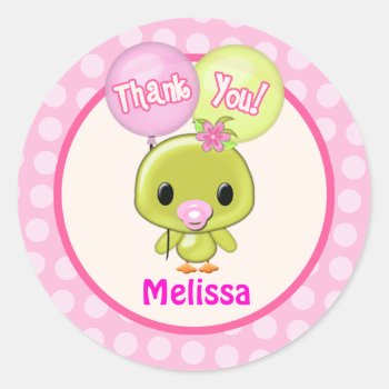 Yellow Duck Ducky Duckie Thank You Sticker by MonkeyHutDesigns at Zazzle