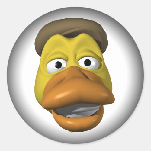 Yellow duck face face classic round sticker