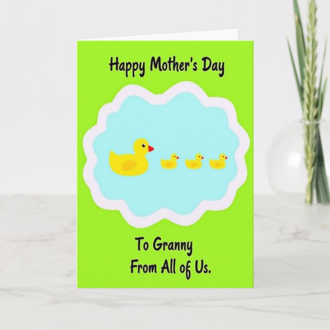 Yellow Duck Family Mothers Card (Front)