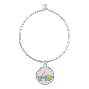 Yellow Duck Family Red Lighthouse Yellow Pier Bangle Bracelet