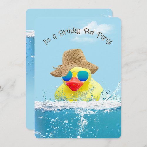 Yellow Duck for a Birthday Pool Party Invitation