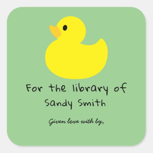 Yellow duck _ for the library of square sticker