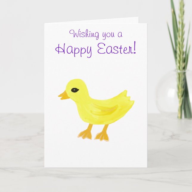 Yellow Duck Happy Easter Holiday Card (Front)