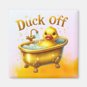 Yellow duck in bathtub magnet