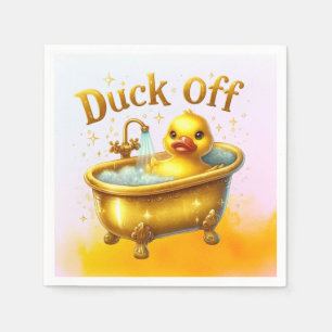 Yellow duck in bathtub napkins