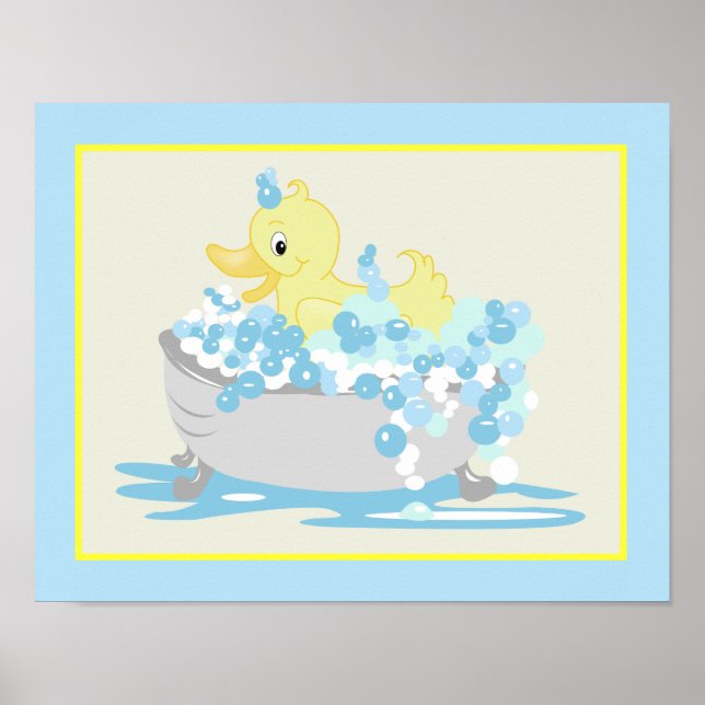 Yellow Duck in Tub Bathroom Art Print (Front)