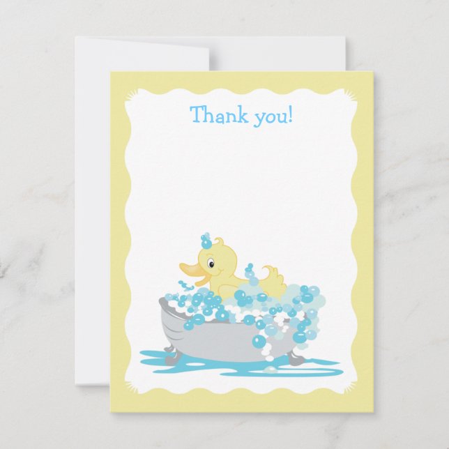 Yellow Duck in Tub Flat Thank you note (Front)