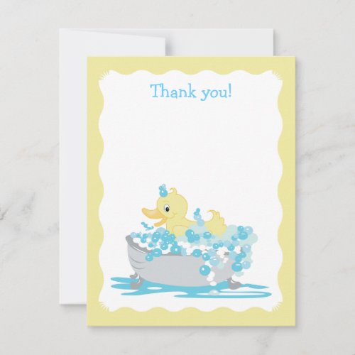 Yellow Duck in Tub Flat Thank you note