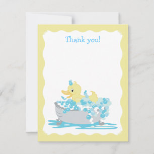 Yellow Duck in Tub Flat Thank you note Card