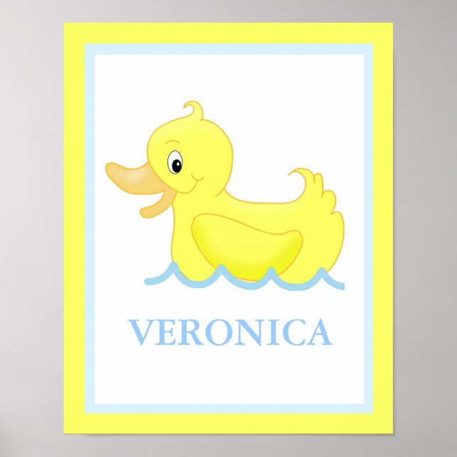 Yellow Duck Little Ducky Personalized Art Print (Front)