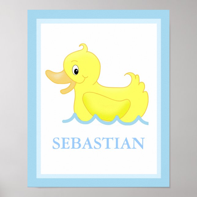 Yellow Duck Little Ducky Personalized Art Print (Front)